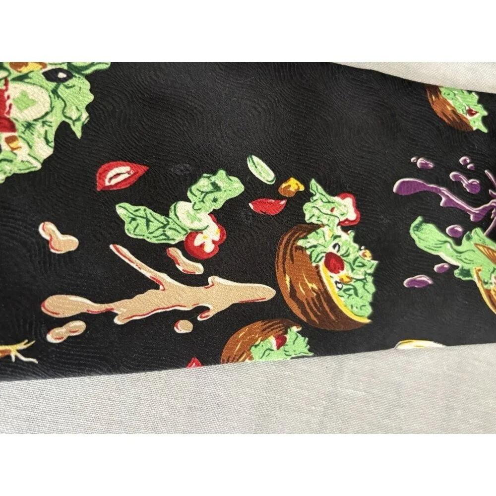 Wild Ties TOSSED SALAD BLACK TIE Novelty Vegetarian Veggies - Picture 4 of 8